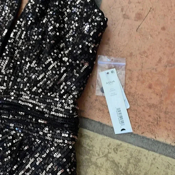 ๐ท NEW AQUA Halter Mini Cocktail and Party Dress Size XS Black/Copper Sequin - Picture 4 of 11